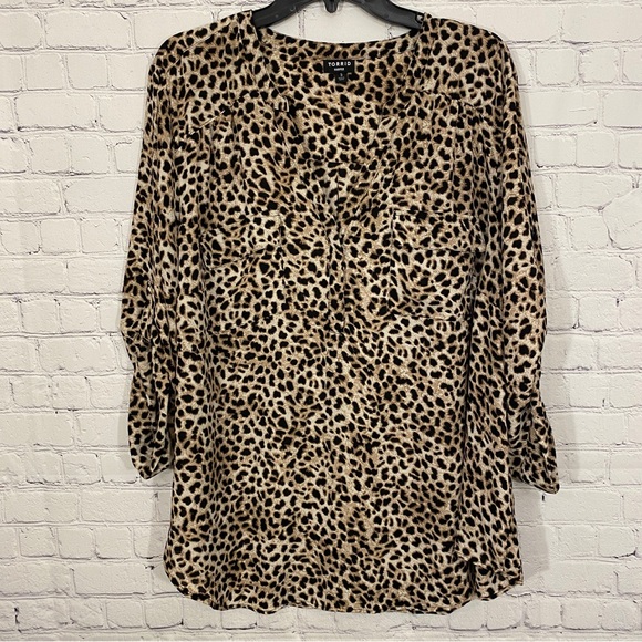 Torrid Womens Shirt sz 3 Animal Print Harper Georgette Pullover 3/4 Sleeve - Picture 1 of 6